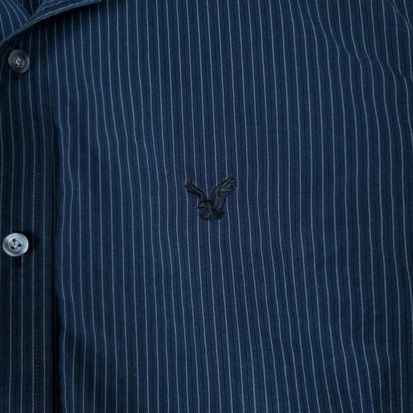 American Eagle Shirt Mens Large Pinstripe Button Up Premium Vintage Fit - Picture 6 of 12